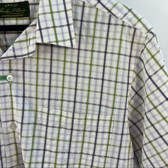 Orvis Signature Collection Mens Button Front Shirt Sz Medium Checkered Plaid. - Picture 3 of 3